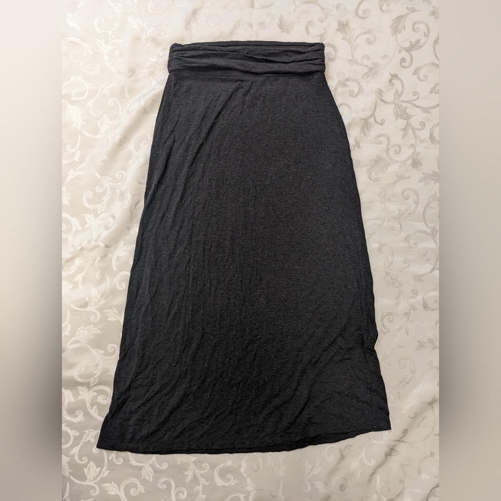 J Crew Dark Charcoal Grey Jersey Knit Maxi Skirt